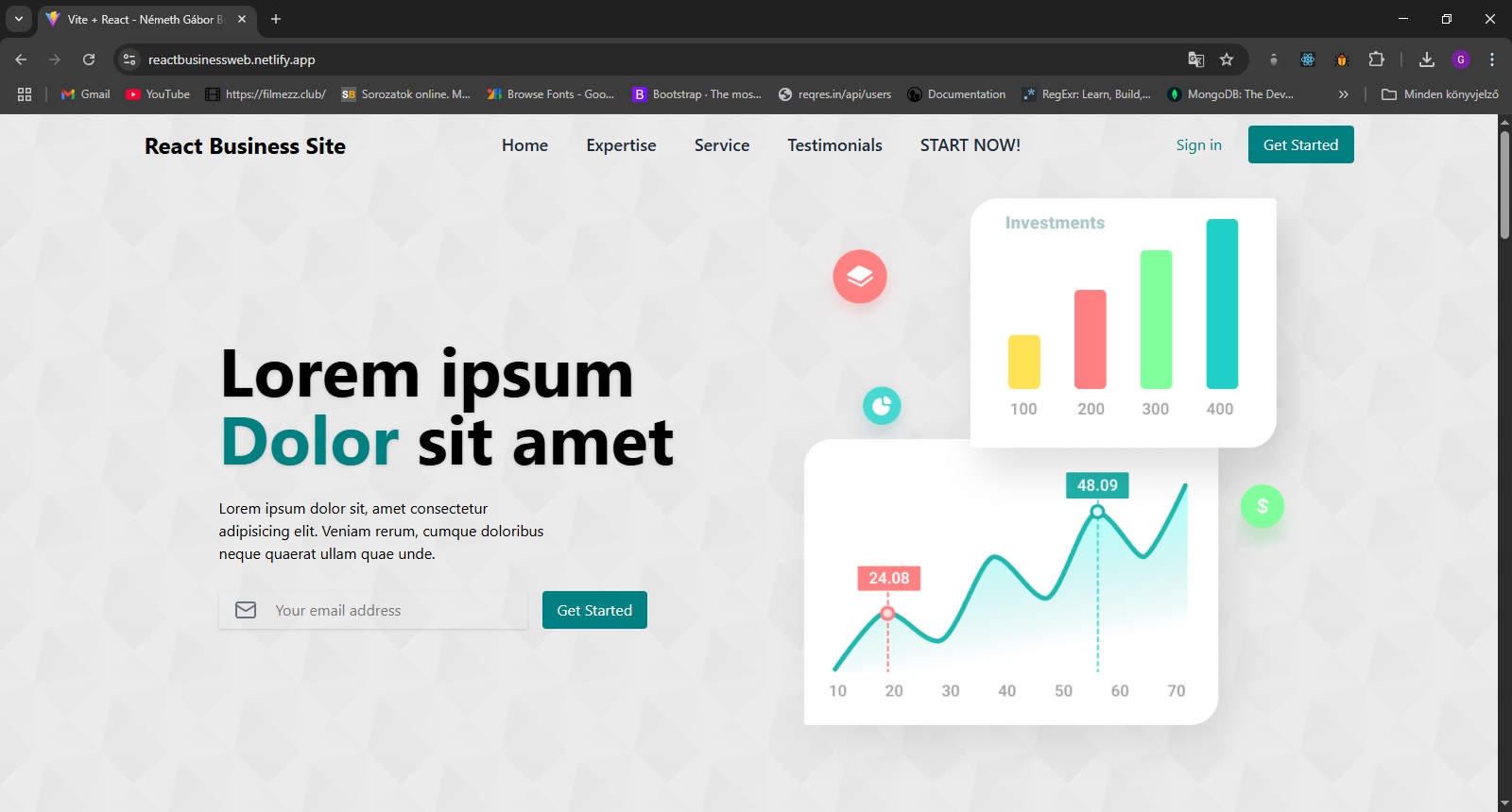 React Biusiness Website